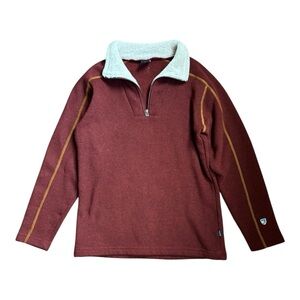 Kuhl Europa Alfpaca Fleece Quarter-Zip Sweater Maroon Size S Shearling